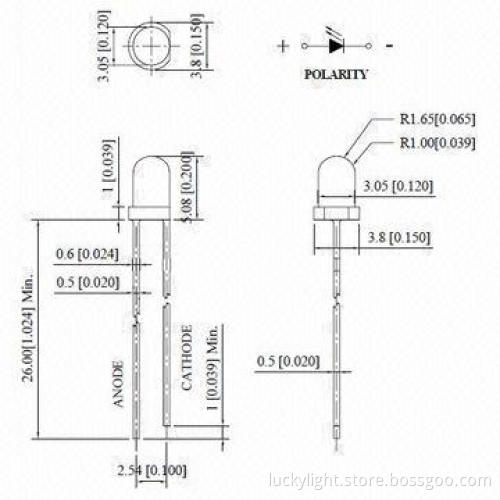 LED White 3mm with Water Clear Lens, 30°, Super Bright, RoHS-compliant